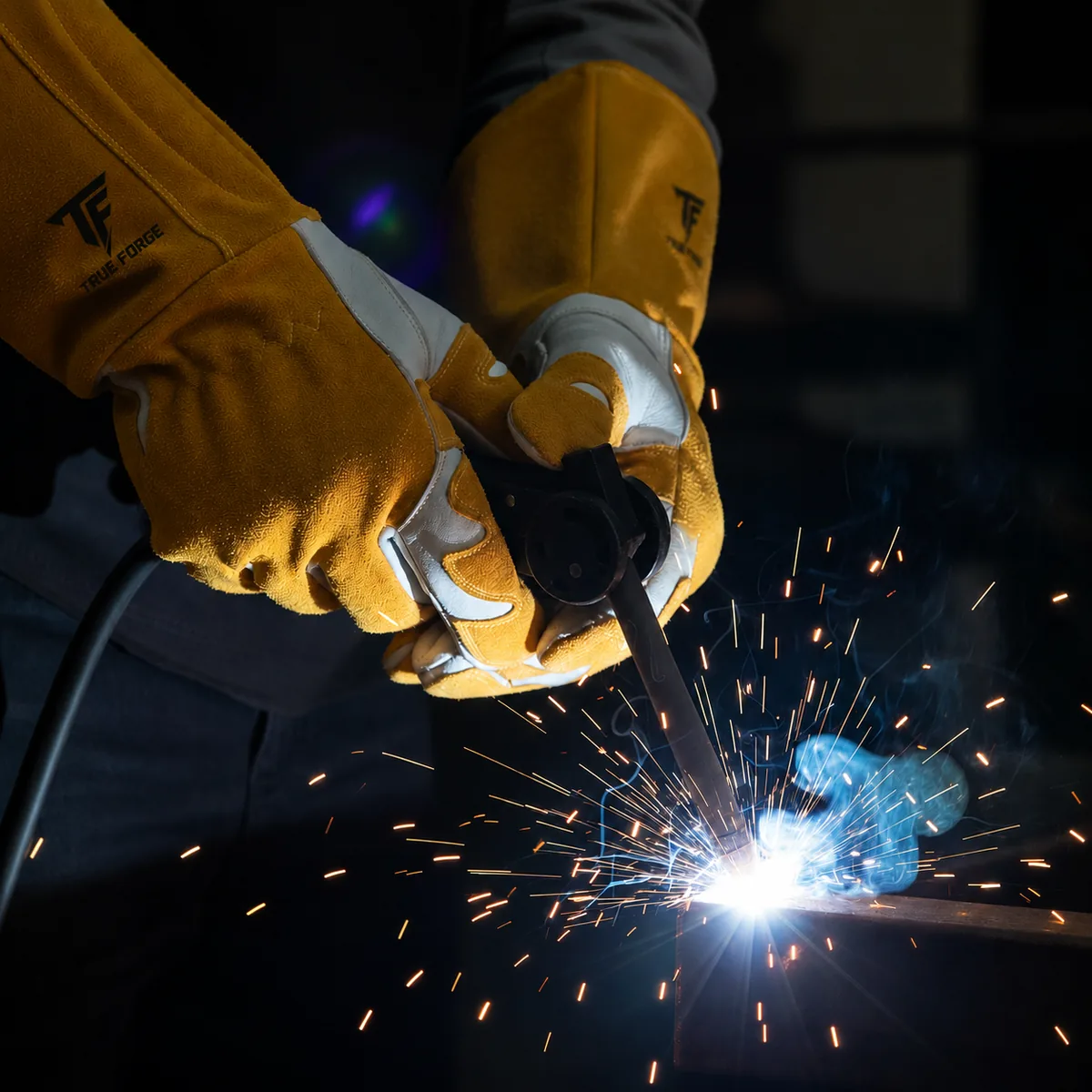 True Forge welding glove — build stage